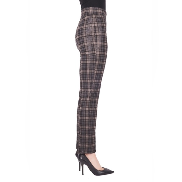 JOSEPH RIBKOFF Taupe-Black Plaid Pant - Picture 2 of 8